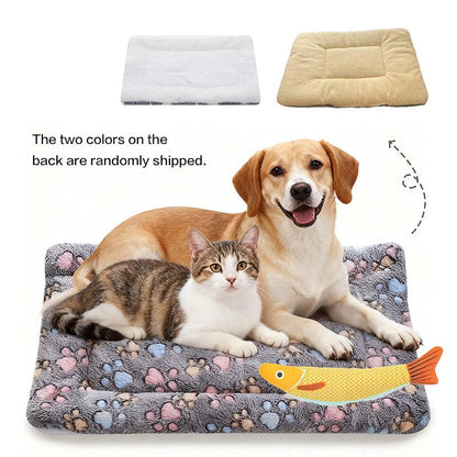 Self Warming Pet Bed, Rock the Fish to Sleep ，Small Self Heating Pet Crate Pad,Warm Fleece Pet Sleeping Mat， Thermal Extra Warm Mat Indoor & Outdoor, Double-Sided Warmth & Washable